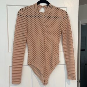 Forever 21 Tan Striped Bodysuit
